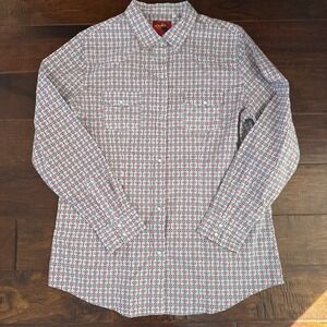 Rodeo Clothing Co Pearl Snap Western  Cowgirl Print Shirt Size Large 100% Cotton